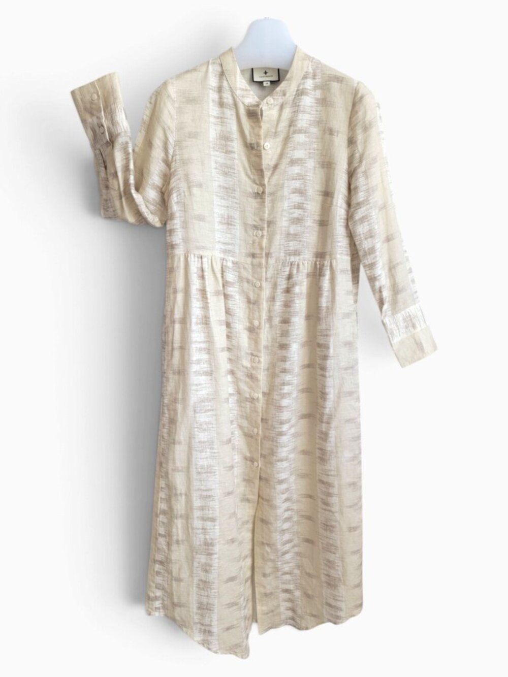 Tuckernuck Sandstone Ikat Sheffield Shirt Dress XS Linen Cotton Maxi Boho